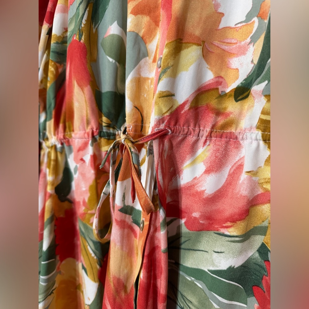 Jodifl Floral Watercolor Blooms‎ Dress Long Sleeves Ruffle Boho Poet Size Large - Picture 7 of 16